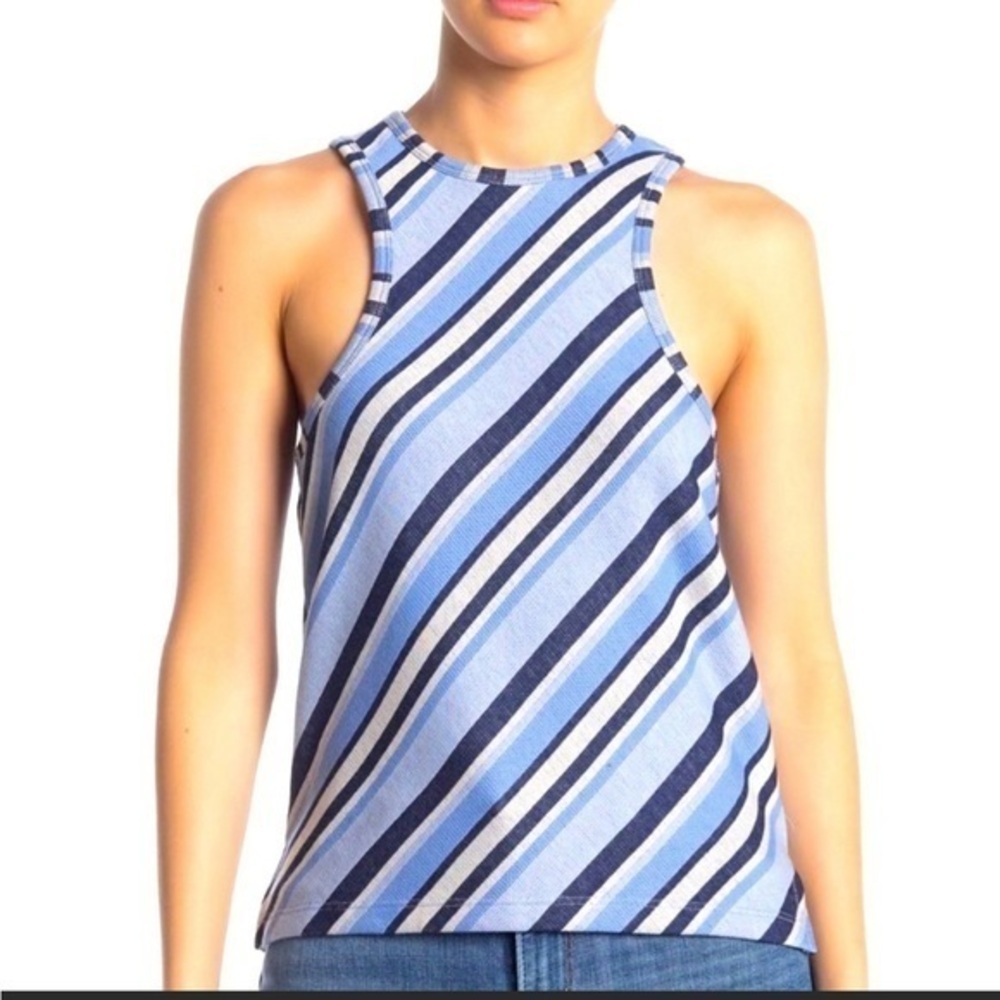Free People Sideline Blue Stripe Tank
